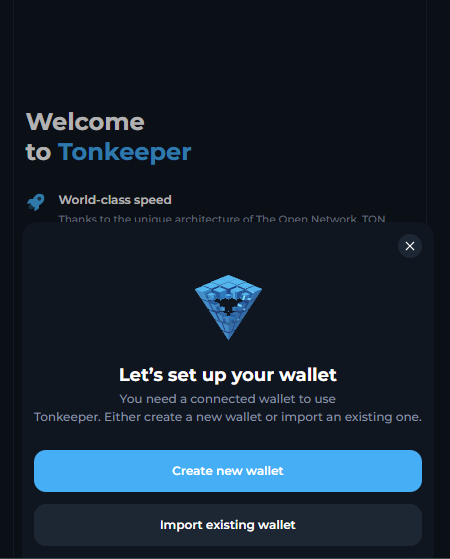 ثبت نام در Tonkeeper
