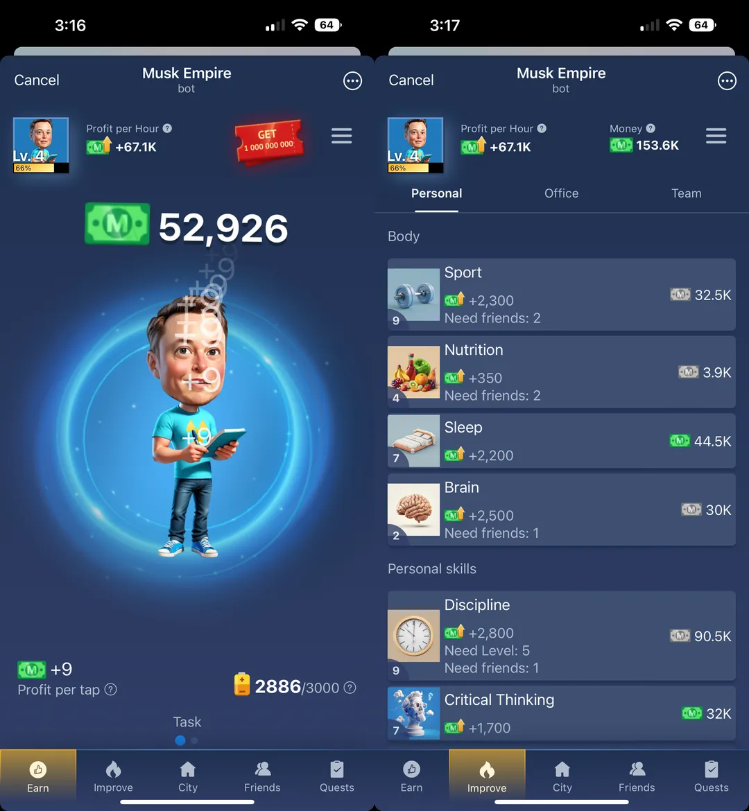 بازی تلگرامی musk empire