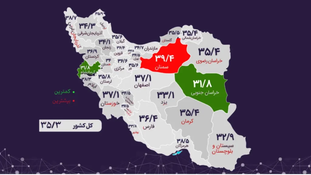 آمار تورم تیر ماه ۱۴۰۴ به تفکیک استان ها