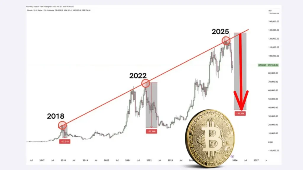 سقوط بیت‌کوین به زیر ۵۰ هزار دلار تا سال ۲۰۲۸؟
