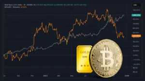 آیا زمان فروش بیت کوین و خرید طلا رسیده است؟ عجله نکنید!