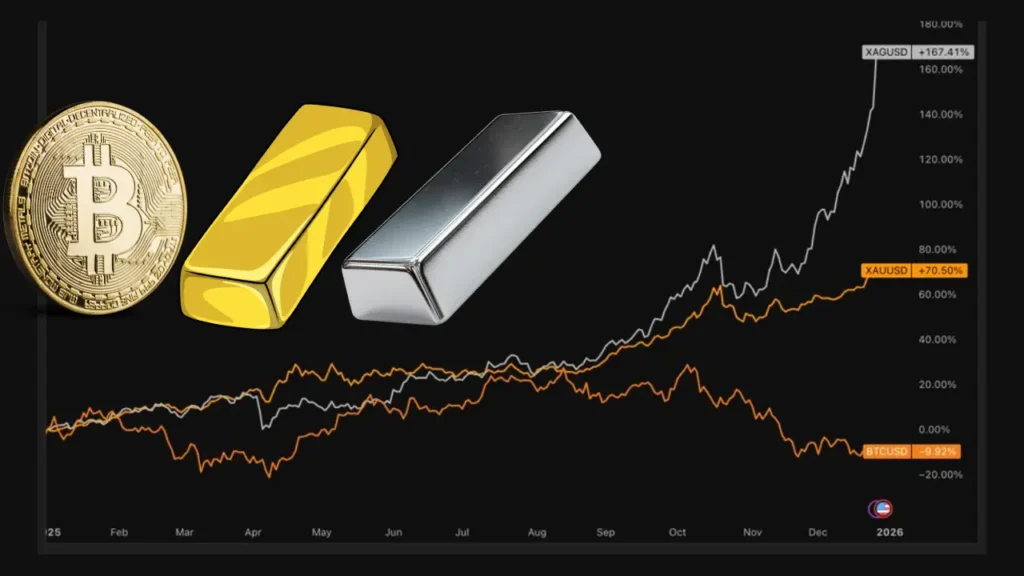 تحلیل بیت کوین مقابل طلا، نقره
