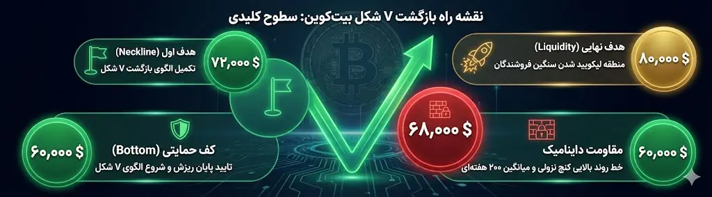 اینفوگرافی: سطوح کلیدی بیتکوین در مسیر بازگشت